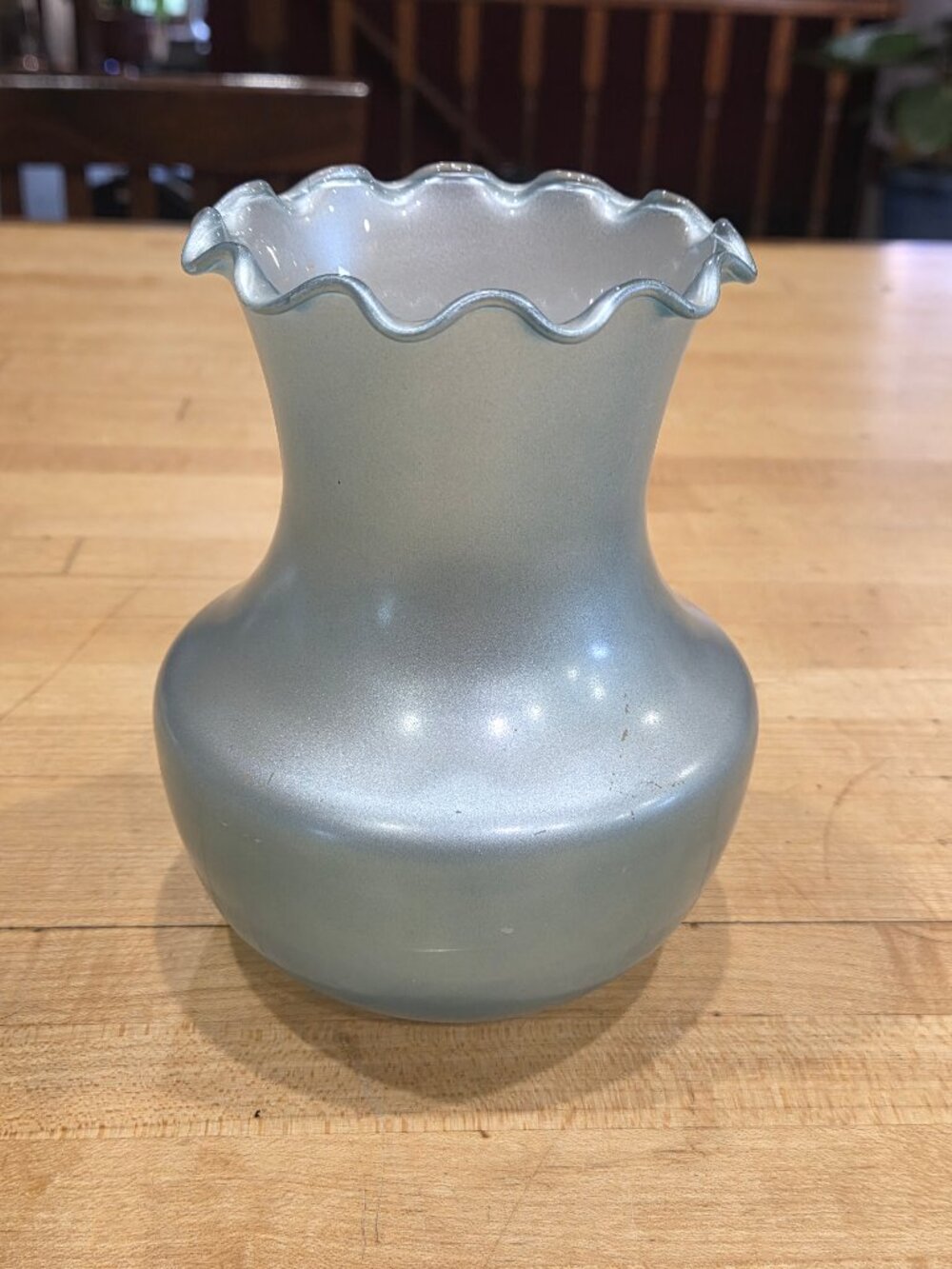 Modern Matte Gray Ruffled Melon Glass Vase Minimalist Decor